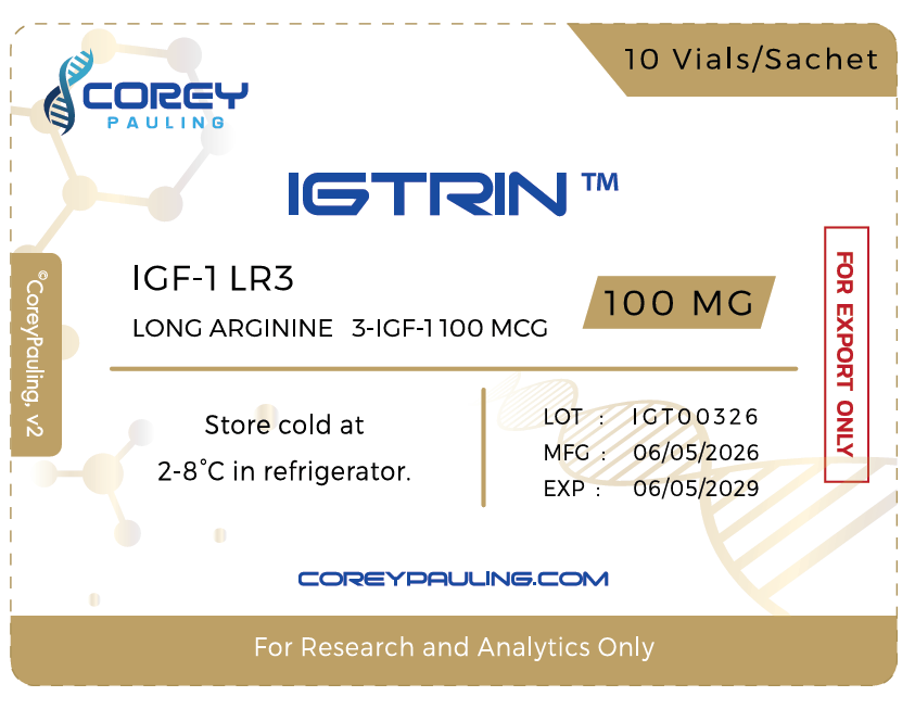 Igtrin IGF-1 LR3 100 mcg sachet label by CoreyPauling